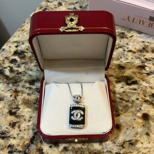 Chanel inspired Swarovski crystal pendant necklace